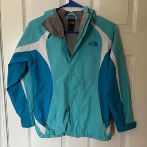 The North Face Teal and White Outdoor Jacket
